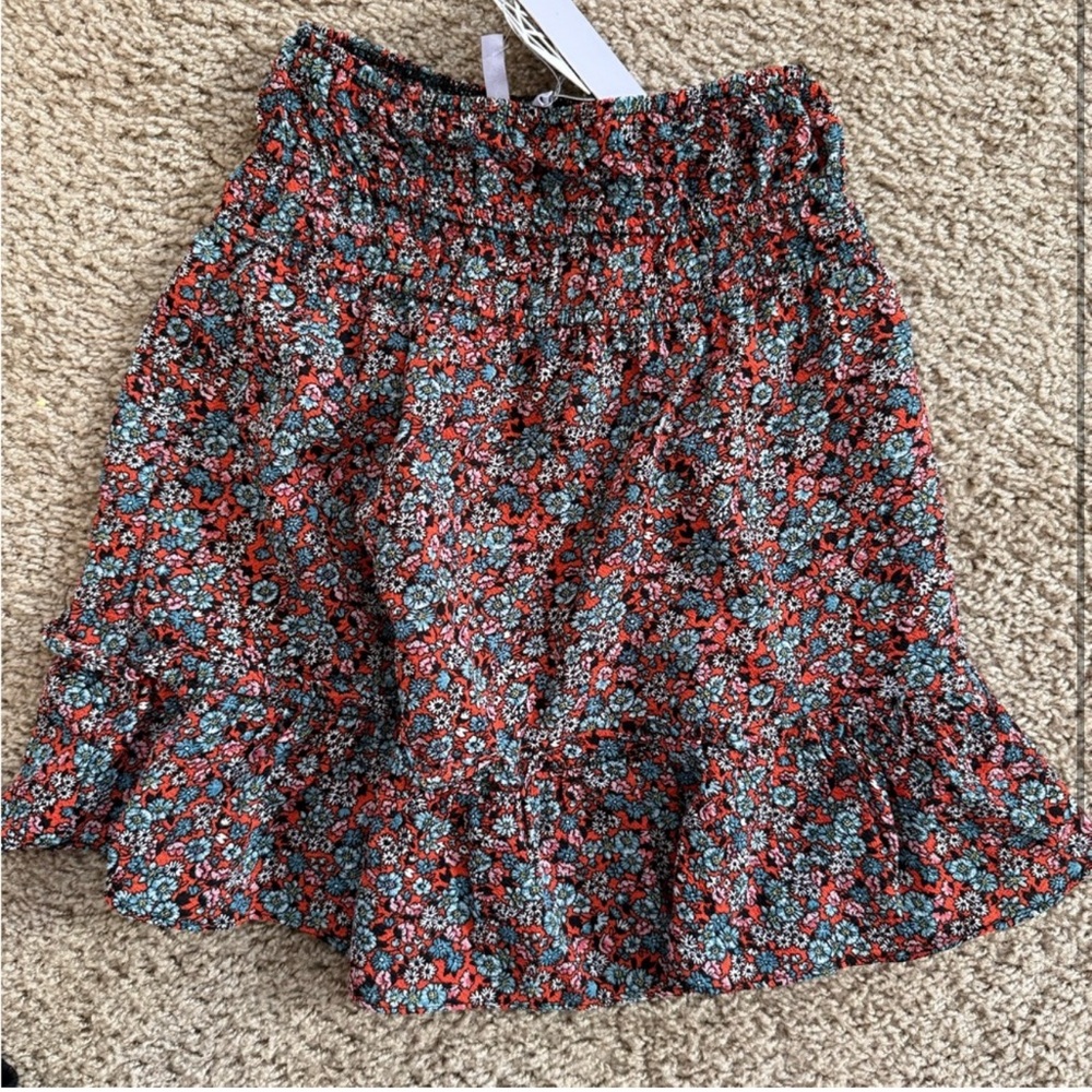 NWT Good Luck Girl Red Smocked Bubble Mini Skirt